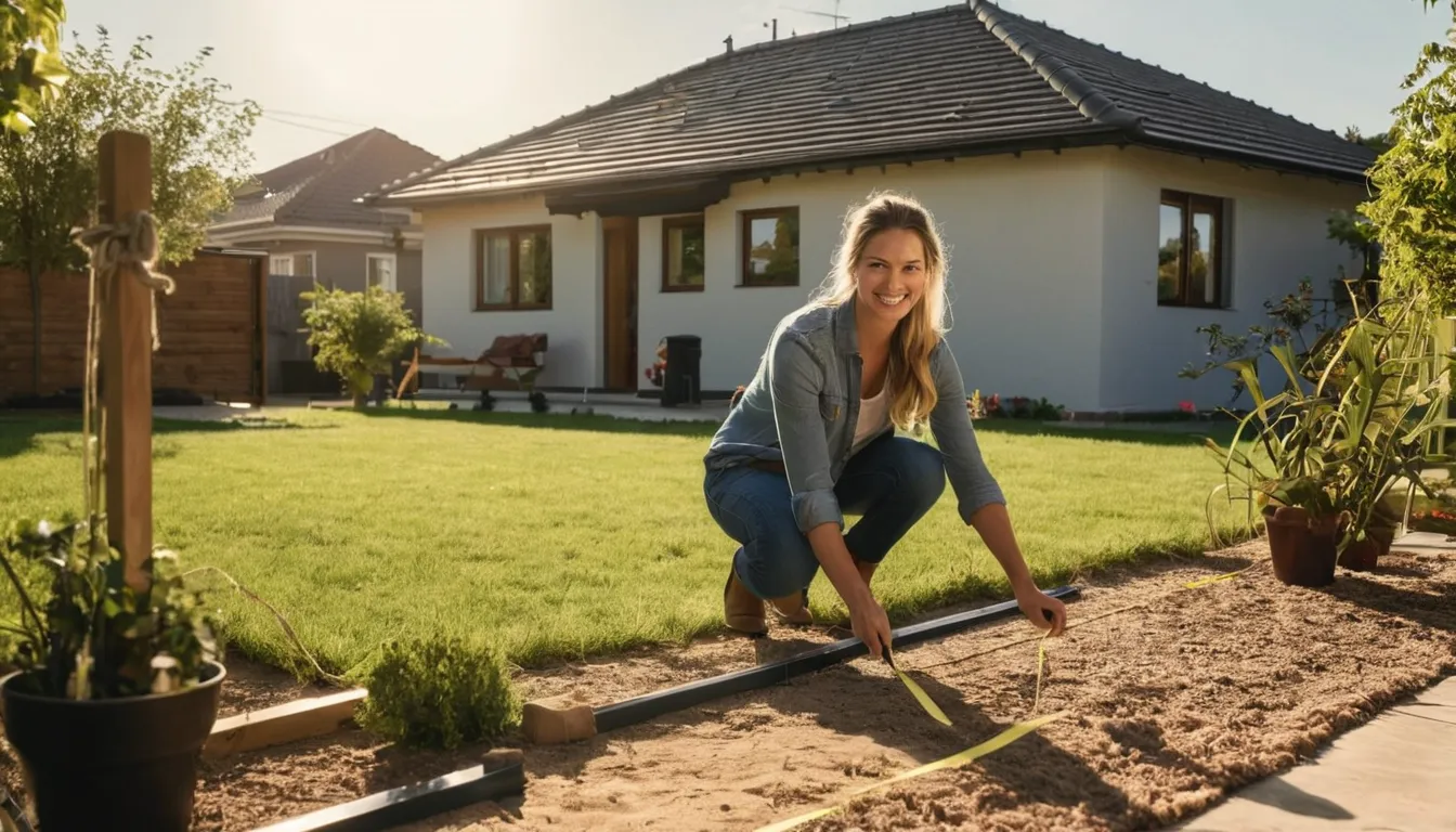 A homeowner marking out a new patio area in the Arlington Heights area